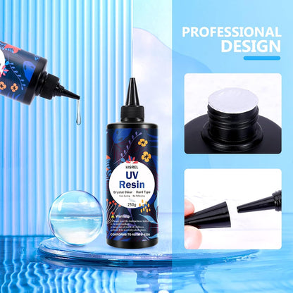KISREL UV Resin 1000g - Upgraded Hard Type Crystal Clear Ultraviolet Curing UV Epoxy Resin for Craft Jewelry Making