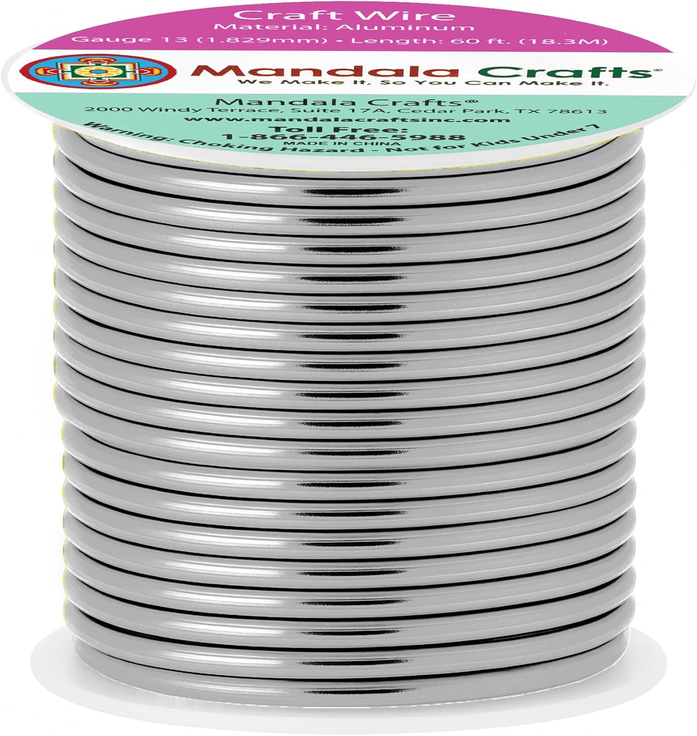 Mandala Crafts 13 Gauge Anodized Aluminum Craft Wire for Jewelry Making - 60 FT Colored Flexible Gray Wire - Bendable for Bonsai Armature Crafting Sculpting - Crafty Corner