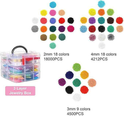 Acrylic Jewelry Making Bead Kit, DIY Beads Set with Lobster Clasp and Scissors, 26712 Colorful Beads for Bracelet Necklace Earrings Crafting, Includes Storage Box and Tools