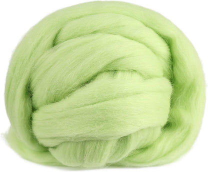 3.53oz Wool Roving Yarn, Wool Felting Supplies, Pure Wools, Chunky Yarn, Spinning Wool Roving for Needle Felting Wet Felting DIY Hand Spinning (Light Green)