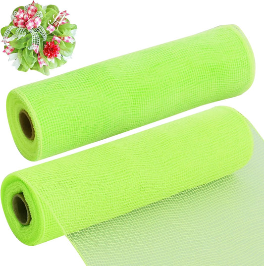 TONIFUL 2 Rolls 10 Inch Light Green Decorative Mesh Ribbbon Rolls, Fabric Mesh for Grinch Wreath Supplies, Front Door Wreath Crafts Tree Decor Christmas NewYears Halloween Decoration (10 yds/roll) - Crafty Corner