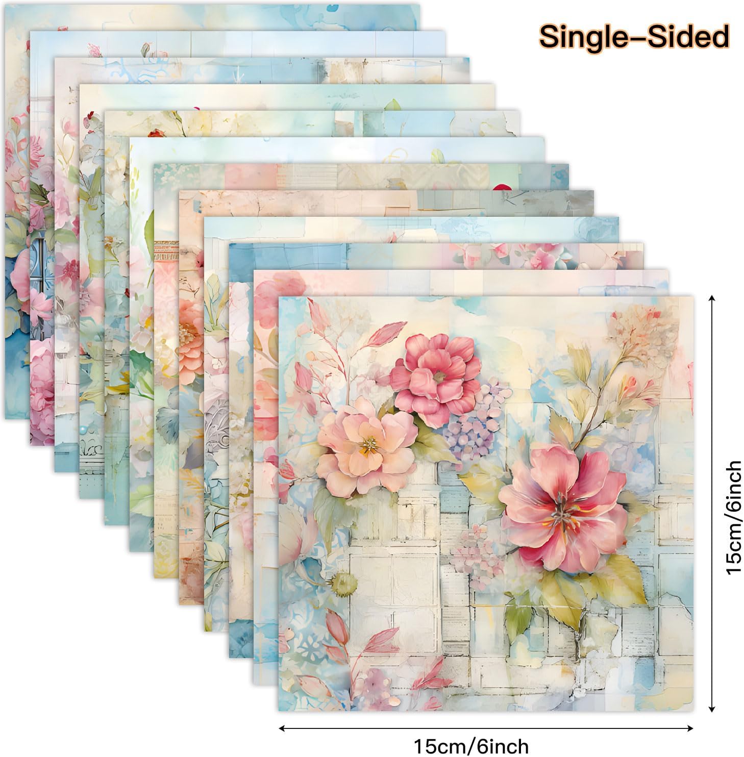 Vintage Floral Scrapbook Paper Pad Color Patterned Paper 6×6,24 Sheets Single-Sided Flower Scrapbooking CardStock Papers Pad for Holiday Cardmaking DIY Origami Journaling. - Crafty Corner