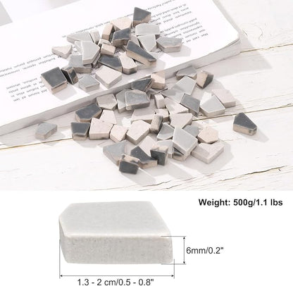 uxcell 500g/1.1LB Irregular Ceramics Mosaic Tiles, 1.3-2 cm Bulk Stained Ceramic Mosaic Pieces Stones Mosaic Kits for DIY Art Craft Projects Home Decor, Mixed Grey