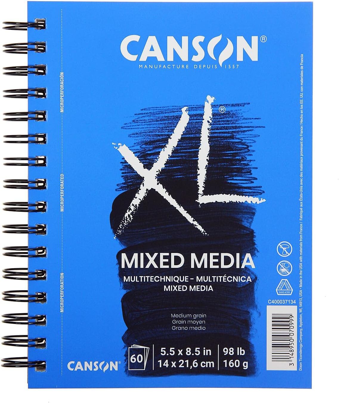 Canson XL Series Mixed Media Pad, Side Wire, 5.5x8.5 inches, 60 Sheets – Heavyweight Art Paper for Watercolor, Gouache, Marker, Painting, Drawing, Sketching - Crafty Corner