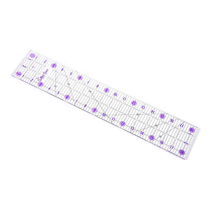 The Quilted Bear Quilting Rulers - Transparent Acrylic Non Slip Quilting, Patchwork & Sewing Ruler with Clear Black Lines & 30, 45 & 60 Degree Angles (3.5" x 18.5")