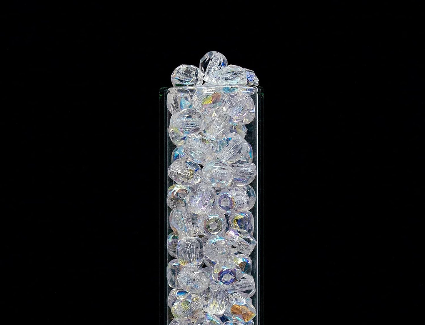 100 pcs of Faceted Fire Polished Pressed Czech Glass Beads 4mm (0.16in), Crystal AB 00030-28701 BCV