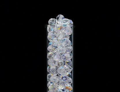 1.8 oz (50g, Approx. 600pcs) of Faceted Fire Polished Pressed Czech Glass Beads 4mm (0.16in), Crystal AB 00030-28701 BCV