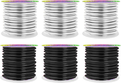 Mandala Crafts 8 Gauge Anodized Aluminum Craft Wire for Jewelry Making - 120 FT Colored Flexible Silver Black Wire - Bendable for Bonsai Armature Crafting Sculpting - Crafty Corner