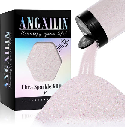 High Capacity 260g Iridescent Fine Glitter,Shaker Bottle Fine Glitter for Epoxy Resin DIY Craft,Rainbow Fine Glitter for Nail Art Face Body Glitter Tumbler Making (IRI Pink White)