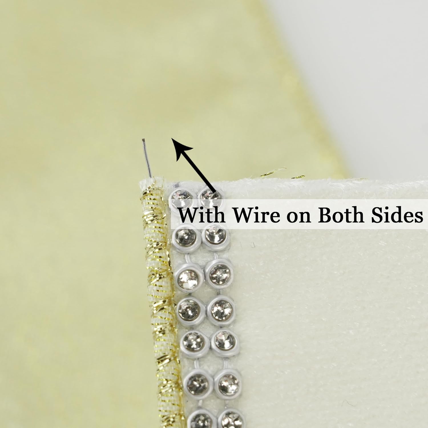 MEEDEE Gold & White Velvet with Rhinstone Edge Wired Ribbon 2.5 Inch Luxury Jeweled Ribbon 5 Yards Sparkling Rhinestone Trim for Christmas Tree, Garland, Wreaths, Holiday Home Decor, Wedding Decor - Crafty Corner