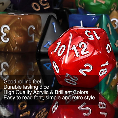 QMay DND Dice Set - 20x7 (140 Pieces) Polyhedral Dice, 20 Colors D&D Dice for Dungeons and Dragons Tabletop Role-Playing Games with 1 Drawstring Bag