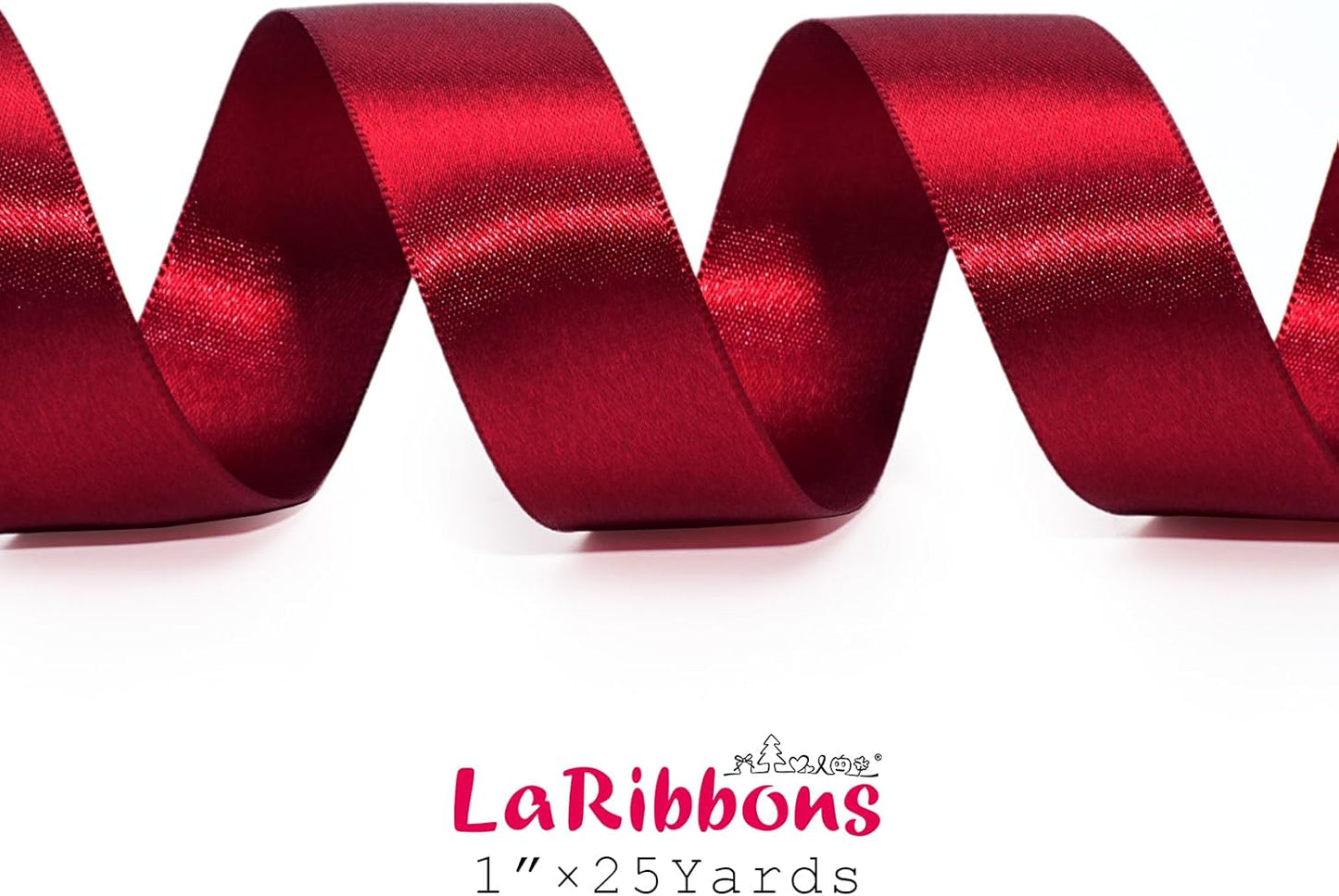 LaRibbons Burgundy Satin Ribbon 1 Inch 50 Yards Luxury Double Faced Red Silk Ribbon for Flower Bouquet Crafts Gift Wrapping Wedding Bow Christmas Decoration - Crafty Corner