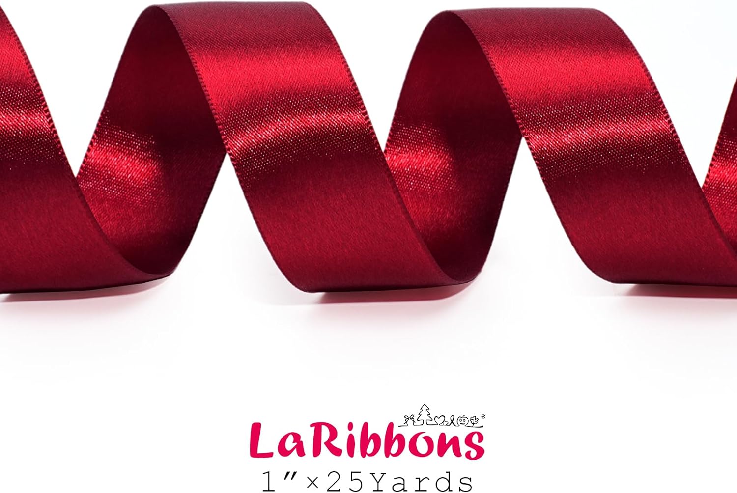 LaRibbons Burgundy Satin Ribbon 1 Inch 50 Yards Luxury Double Faced Red Silk Ribbon for Flower Bouquet Crafts Gift Wrapping Wedding Bow Christmas Decoration - Crafty Corner