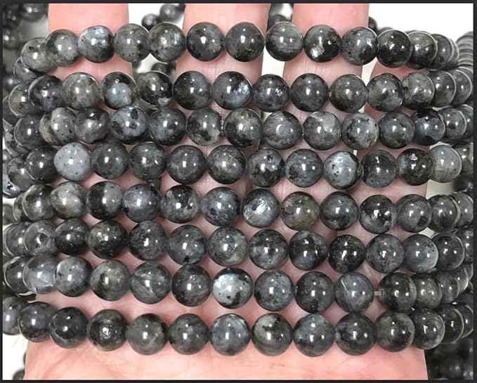 35pcs Adabele Natural Larvikite Black Labradorite Healing Gemstone 10mm (0.39 inch) Round Loose Beads Gem Stone Spacer for Craft Jewelry Making GF20-10