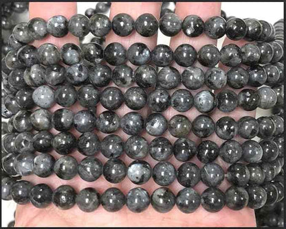 45pcs Adabele Natural Larvikite Black Labradorite Healing Gemstone 8mm (0.31 inch) Round Loose Beads Gem Stone Spacer for Craft Jewelry Making GF20-8