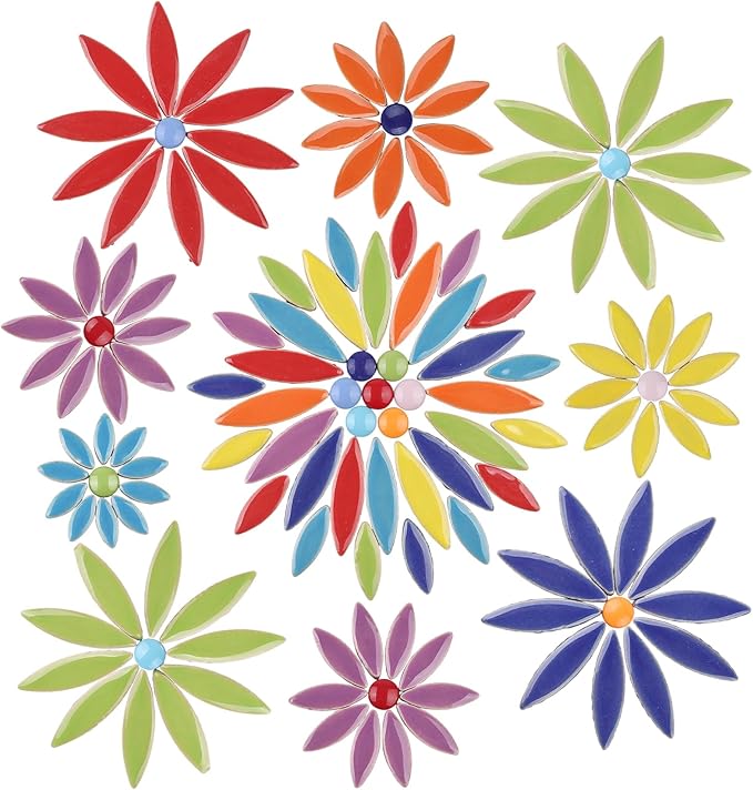 Artspac Petal Ceramic Mosaic Tiles for Crafts, 454g Mosaic Tiles Ceramic,Floral Mosaic Craft Supplies for Garden Christmas Decoration