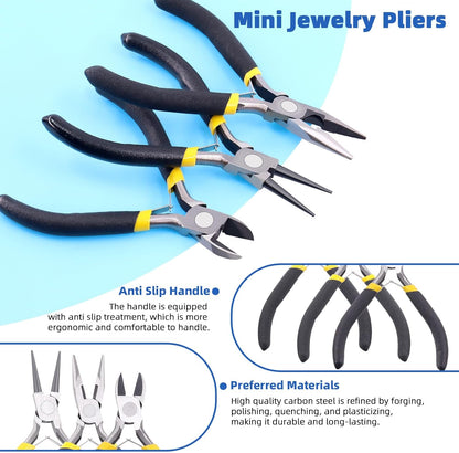 Glarks 8Pcs Jewelry Making Pliers Tools Kit includes Needle Nose Pliers, Wire Cutters, Wooden Awl, Tweezers, thimble ring, U-shape Scissors for Jewelry Making, Repair and Beading - Crafty Corner
