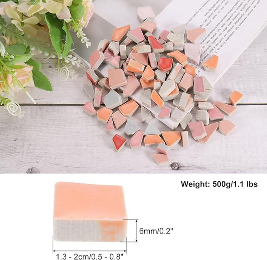 uxcell 500g/1.1LB Irregular Ceramics Mosaic Tiles, 1.3-2 cm Bulk Stained Ceramic Mosaic Pieces Stones Mosaic Kits for DIY Art Craft Projects Home Decor, Mixed Red