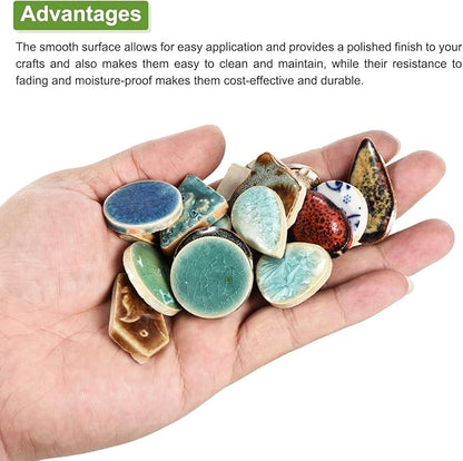 MECCANIXITY 200g Ceramic Mosaic Tiles for Crafts Bulk, Irregular Multicolor Ceramic Tiles for Mosaic Kits Garden Stepping Stone Cup Mat