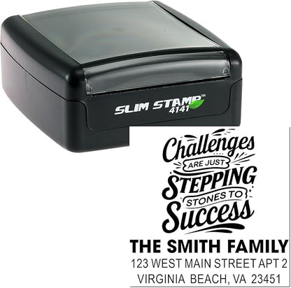 Success Stepping Stones Stepping Stones Rubber Stamp for Cards - Personalized Standard 1-5/8" Square Wood Handle, Line Crafters & Small Business Owners, Ideal DIY Projects, Gifts