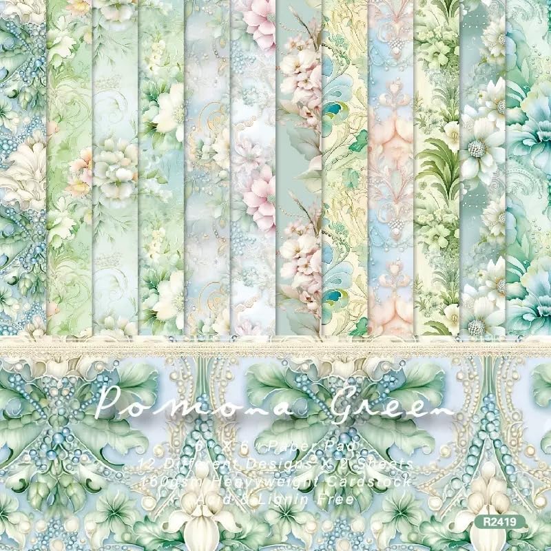 Vintage Green Floral Scrapbook Paper Pad Color Patterned Paper 6×6,24 Sheets Single-Sided Flower Scrapbooking CardStock Papers Pad for Holiday Cardmaking DIY Origami Journaling. - Crafty Corner