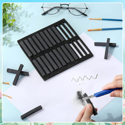 48 Pcs Soft Chalk Pastels Set Soft Pastel for Artists Square Sketch Chalk Non-toxic Artist Pastel Sticks for Professional Artists Students and Art Lovers(Black)