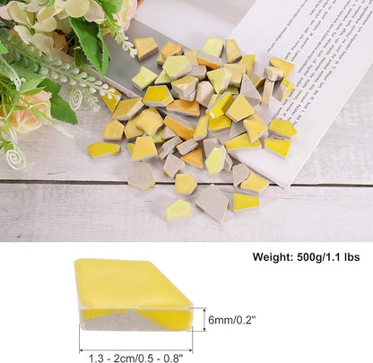 uxcell 500g/1.1LB Irregular Ceramics Mosaic Tiles, 1.3-2 cm Bulk Stained Ceramic Mosaic Pieces Stones Mosaic Kits for DIY Art Craft Projects Home Decor, Mixed Yellow