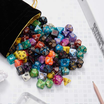 Coyeekn DND Dice Set, 20 x 7 (140 Pieces) Polyhedron Dice 20 Colors Dice for Dungeons and Dragons DND RPG MTG Table Games D4 D8 D10 D12 D20 with 1 Large Flannel Bag