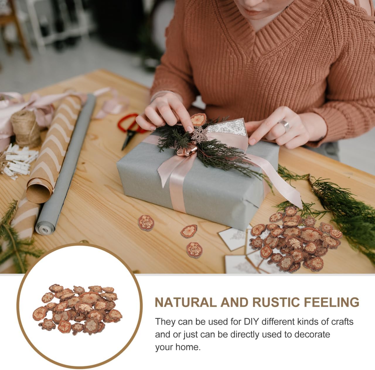 GALPADA Christmas Tree Bark Wood Slices Xmas Ornaments Mini Natural Vintage Round Log Discs for Arts & Crafts Home DIY Table Decoration - Crafty Corner