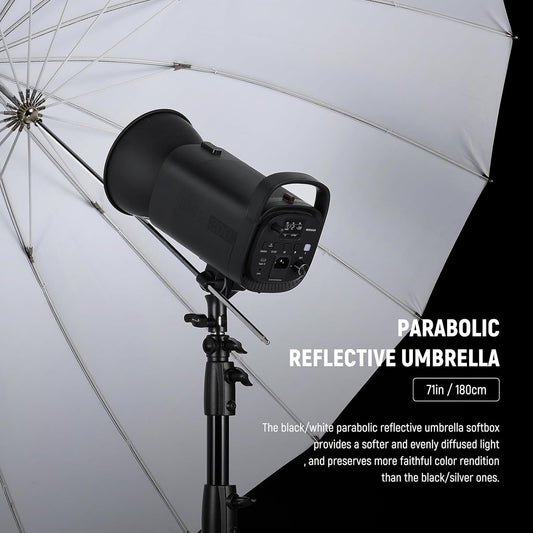 NEEWER 71"/180cm Parabolic Reflective Umbrella Photography with White Inner, Soft Lighting with Diffuser Cover, Bag, Quick Fold for Camera Photo Studio Video Light Shooting Monolight Flash, NS4U