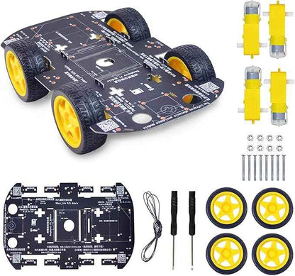 Robot Chassis 4WD Robot Car Smart Chassis Kit with 4 TT Motor for Arduino/Raspberry Pi/Jetson Nano, Smart Robotic Car Chassis DIY Learning Kit