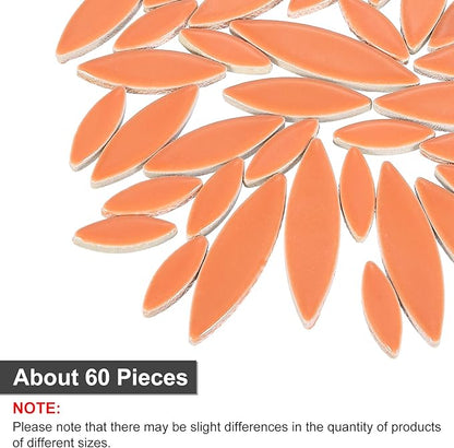 uxcell Ceramic Mosaic Tile, About 200g Teardrop Leaf Tile Mosaic Block for Handicrafts Artwork, Orange Red