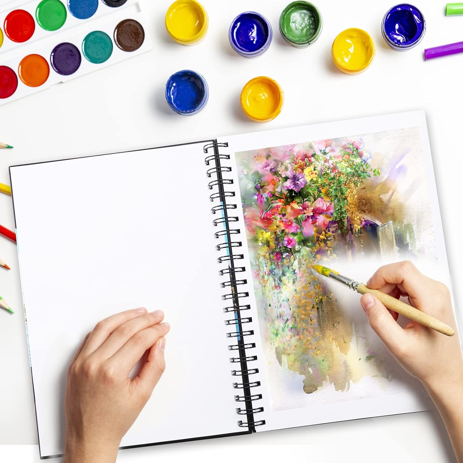 Bianyo Mixed Media Paper Sketchbook, A4 (8.26" X 11.69"), 60 Sheets/Each, 123 LB/200 GSM, Pack of 2 Pads, Spiral-Bound Pad, Ideal for Wet & Dry Media Like Marker, Watercolor, Acrylic, Pastel, Pencil - Crafty Corner