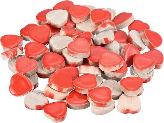 MECCANIXITY 200g Ceramic Mosaic Tiles for Crafts Bulk, Heart Red Ceramic Tiles for Mosaic Kits Garden Stepping Stone Cup Mat