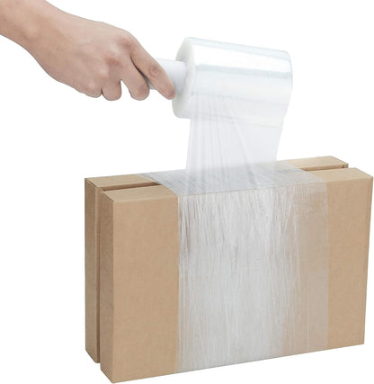 PSBM Mini Stretch Wrap with Handle, 12 Pack, 5 Inch x 1000 Feet, 55 Gauge, Clear High Performance Small Plastic Cling Film for Pallets Moving Storing