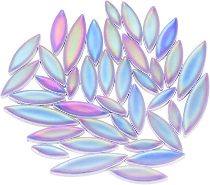 uxcell Ceramic Mosaic Tile, About 200g Teardrop Leaf Tile Mosaic Block for Handicrafts Artwork, Blue/Purple/Green
