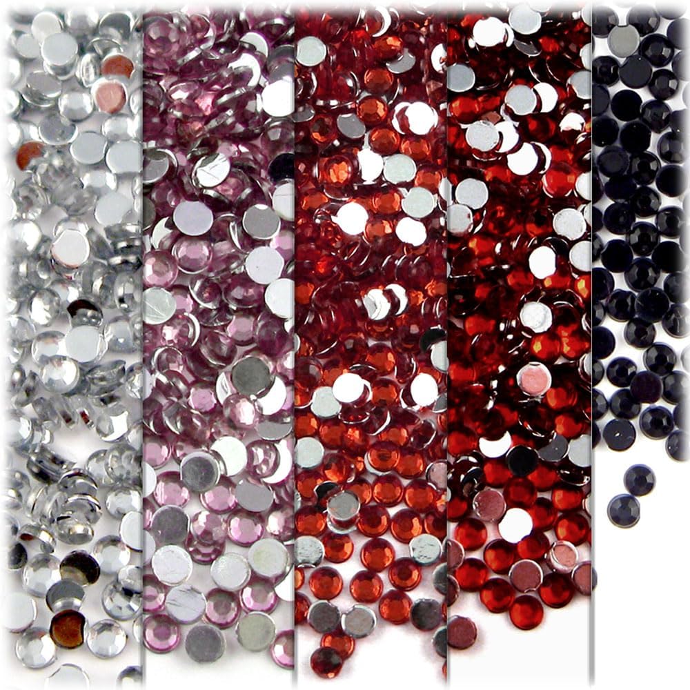 The Crafts Outlet 5-PK Set (7,200-Piece), Round 3mm Rhinestones, Flatback, Yellow Tones - Crafty Corner