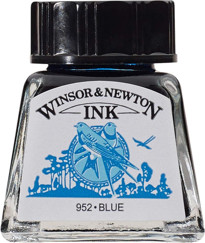Winsor & Newton Drawing Ink, 14ml Bottle, Blue - Crafty Corner