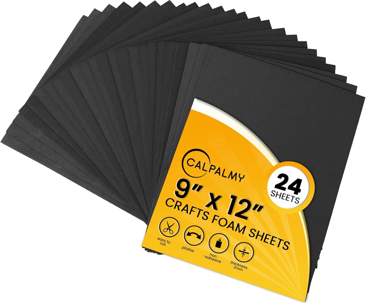 24 Ct Sheets Black EVA Cosplay Foam in 9” x 12’’ Sheets; High Density Thick Foam 85 kg/m³, 2mm (1/12”); Great for Costumes, Props, Armor, Masks, Arts and Crafts Projects - Crafty Corner