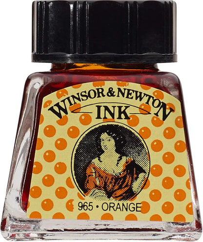 Winsor & Newton Drawing Ink, 14ml Bottle, Orange - Crafty Corner