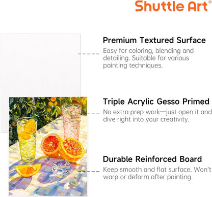 Shuttle Art Painting Canvas Panels, 36 Pack, 5x7, 8x10in (18 of Each), 100% Cotton, Primed White Canvas Boards for Painting, Blank Canvases for Kids, Adults & Artists for Acrylic and Oil Painting