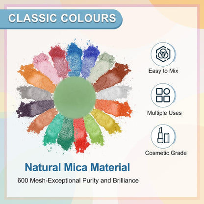 uxcell 10g/0.35oz Cosmetic Grade Mica Powder, 600 Mesh Mica Powder Natural Resin Epoxy Pigment Powders for Casting Resin, Candle Dye, DIY Nail Polish and Lip Gloss, Light Green