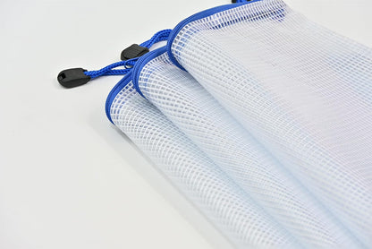 AUSTARK 20 Pcs Zipper File Bags, Plastic Mesh Pouch, Board Game Storage Bag, Waterproof Bags for Office School (B4 Size 15''x11'', White and Blue)