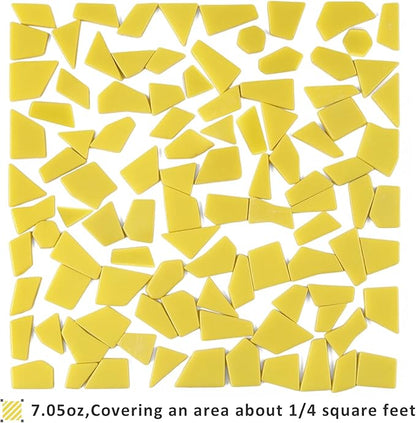Youway Style Yellow Glass Mosaic Tiles for Crafts Bulk,200g Broken Glass Pieces for DIY Fall Mosaic Art Decor,Garden Mosaic Supplies