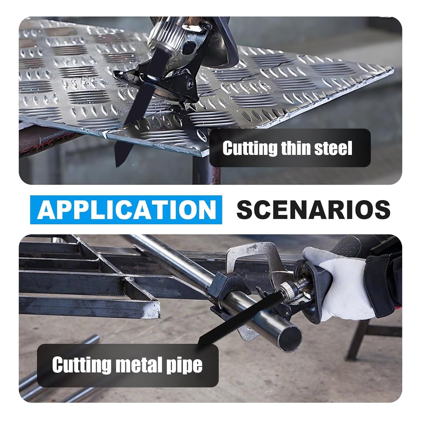 3 Pack 6 inch Reciprocating Saw Blades Set，8 TPI High Carbon Saw Blades for Metal ，Saw Blades with Organizer Case (3, 8T/6inch)