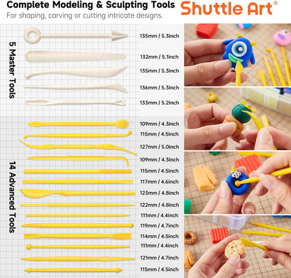 Shuttle Art 112 Colors Polymer Clay Kit with 20 Clay Tools, 16 Kinds of Accessories, Non-Toxic, Non-Sticky, Ideal DIY Art Craft Gift for Kids Adults