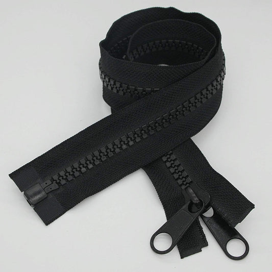 Leekayer 2PCS #10 40 Inch Heavy Duty Zippers for Sewing Separating Large Plastic Zippers Black Tape with Double Pull Tab Slider, Sleeping Bag, Boat, Canvas, Cover, Trampoline, Dog Bed,Tent (40" 2pcs)