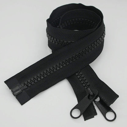 Leekayer 1PCS #10 114 Inch Heavy Duty Zippers for Sewing Separating Large Plastic Zippers Black Tape with Double Pull Tab Slider, Sleeping Bag, Boat, Canvas, Cover, Trampoline, Dog Bed,Tent