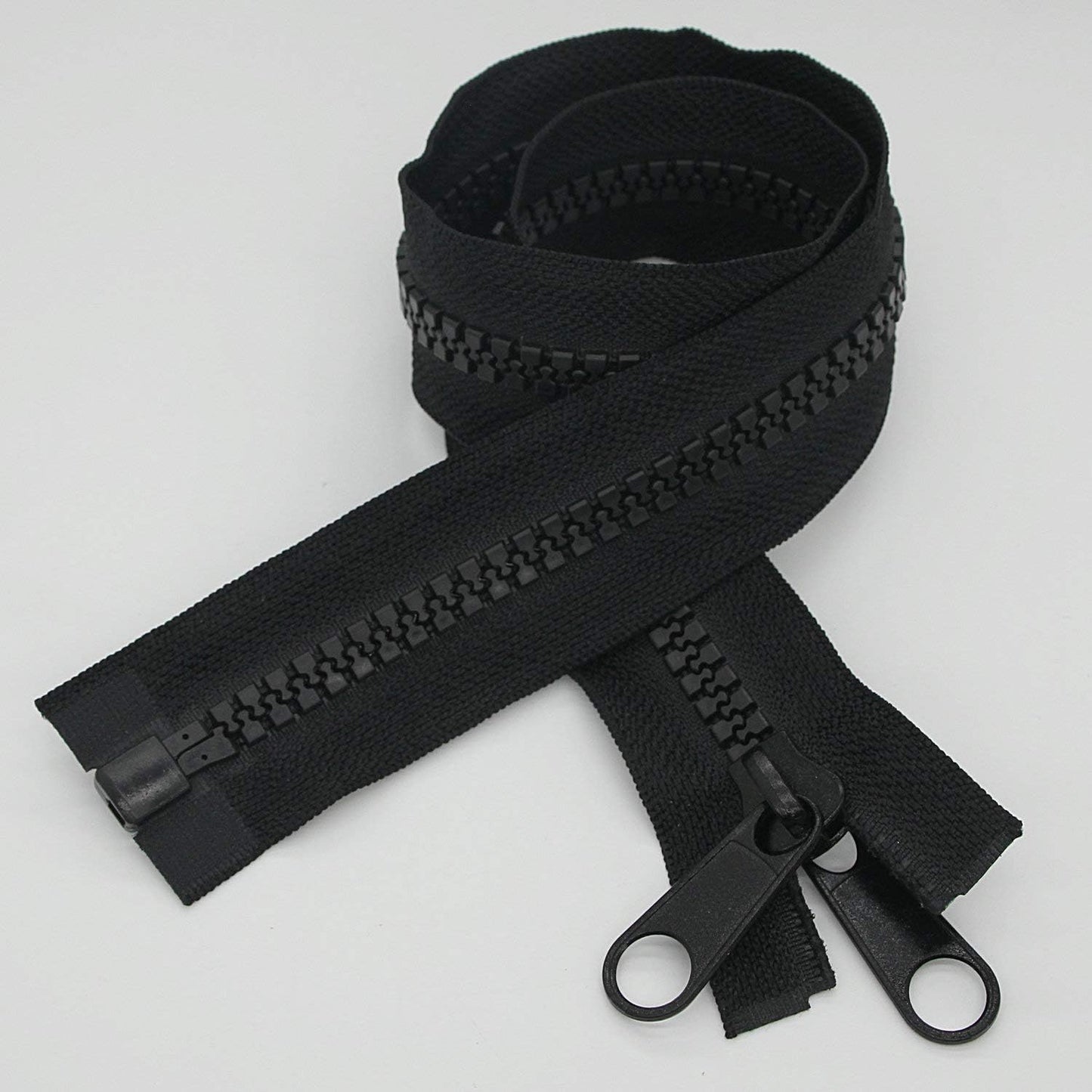 Leekayer 1PCS #10 96 Inch Heavy Duty Zippers for Sewing Separating Large Plastic Zippers Black Tape with Double Pull Tab Slider, Sleeping Bag, Boat, Canvas, Cover, Trampoline, Dog Bed,Tent (96" 1pcs)