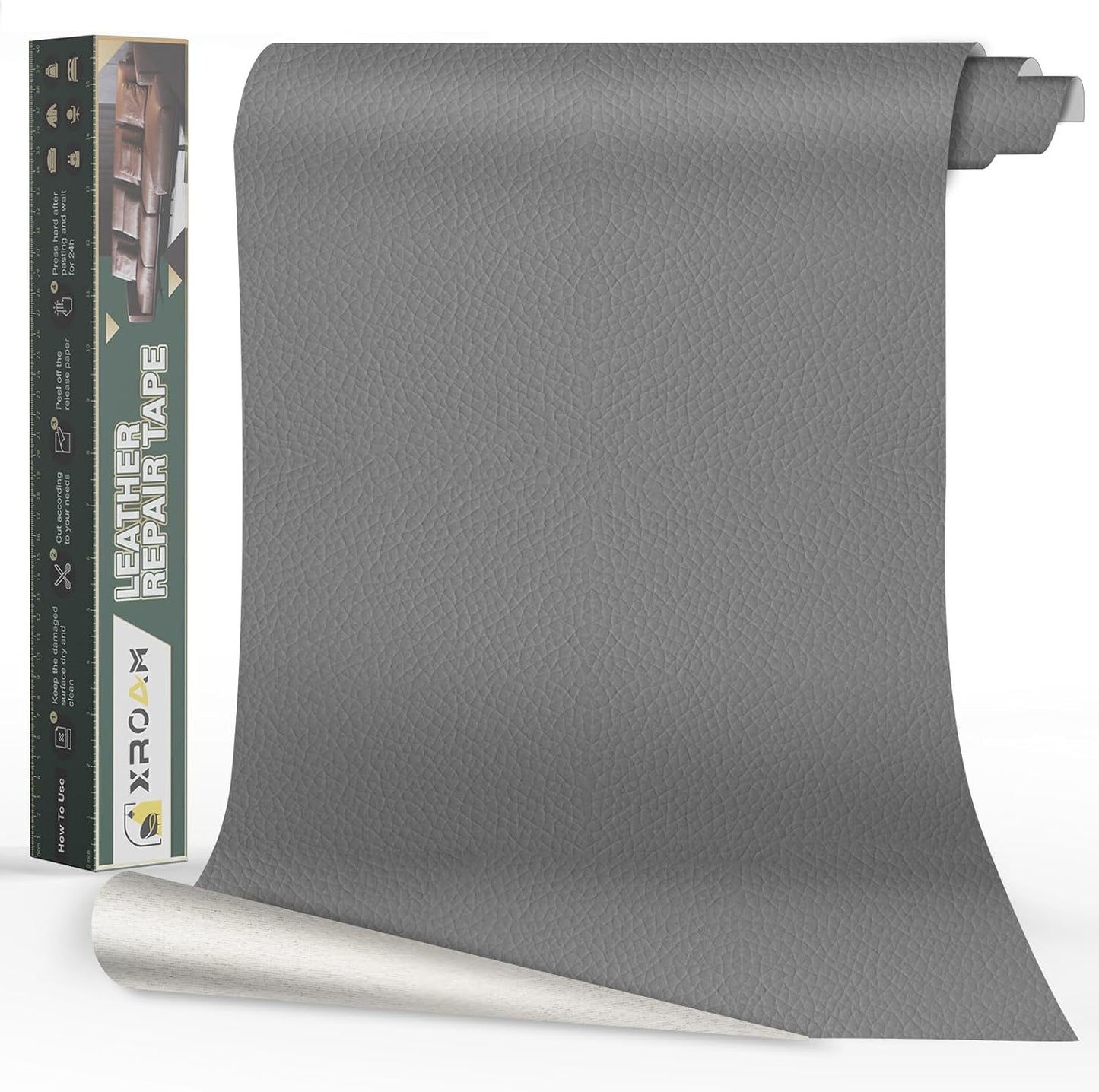 Leather Repair Tape, 16x79 inch Leather Patches for Furniture, Self Adhesive Leather Repair Patch for Sofas, Couches, Leather Covers, Seats, Chairs, Vinyl Repair Tape Light Gray
